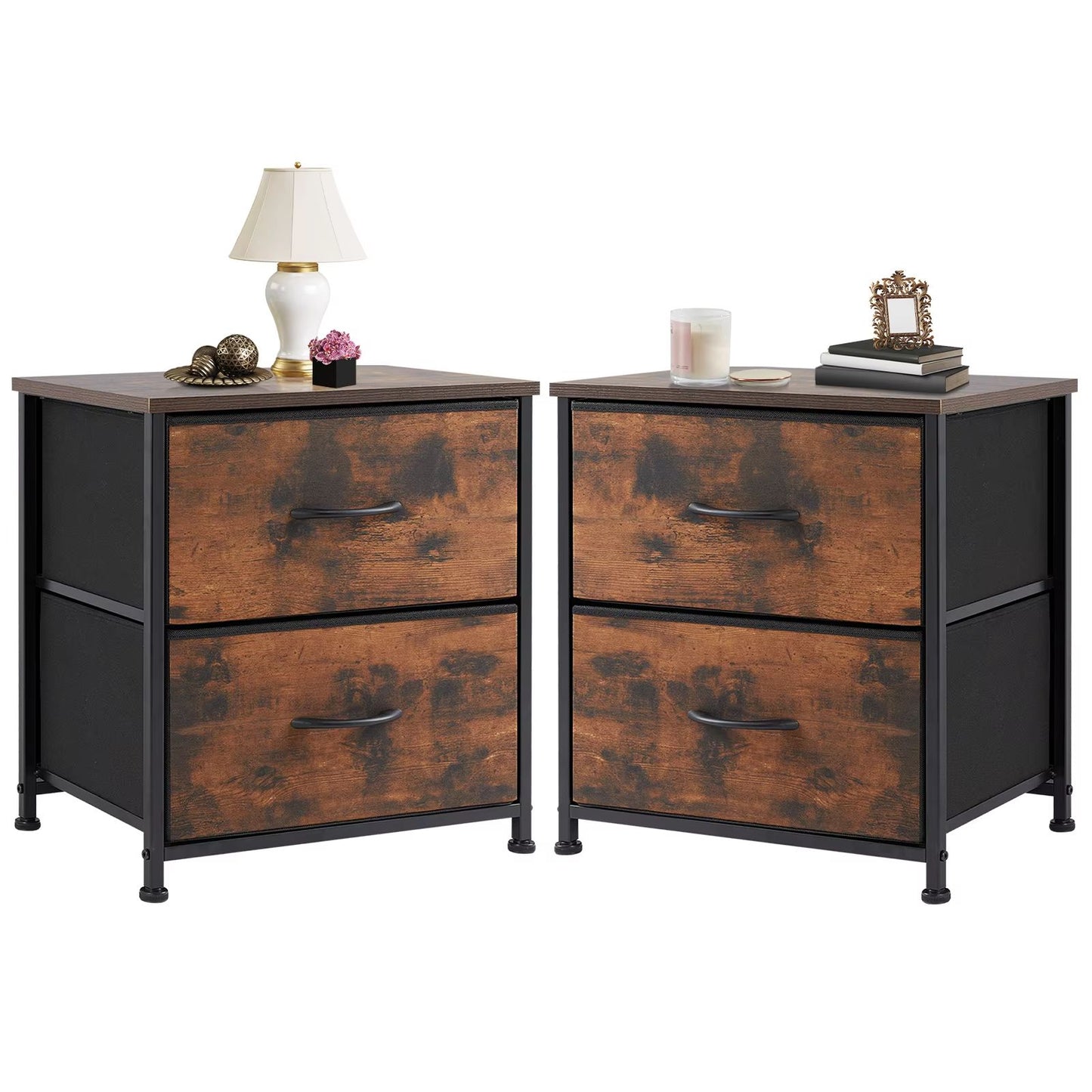 Fabric Drawer Nightstand  Bedside Storage Table With 2 Drawers For Bedroom Living Room  Office 7
