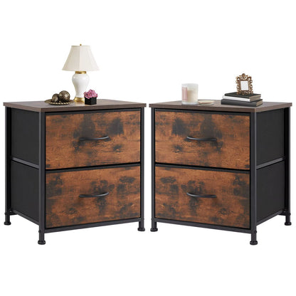 Fabric Drawer Nightstand  Bedside Storage Table With 2 Drawers For Bedroom Living Room  Office 7