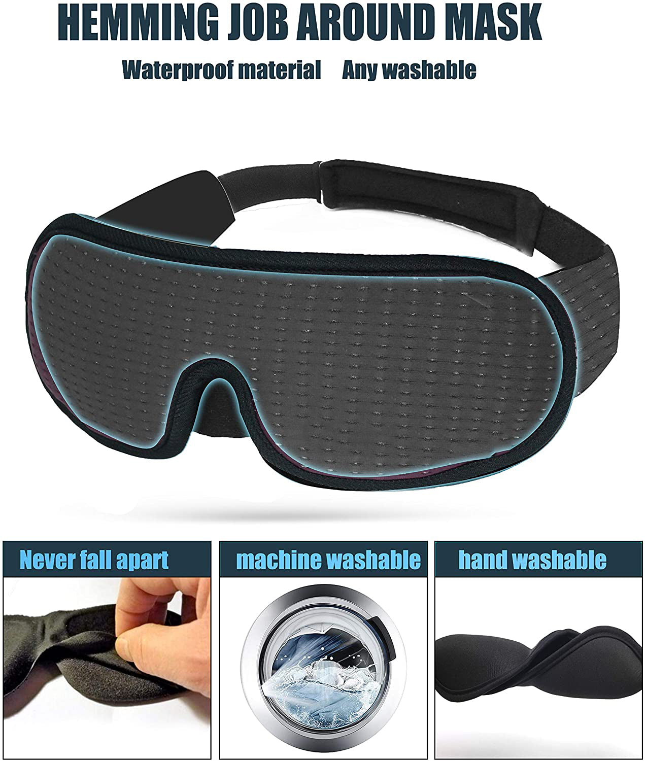 Soft Padded Sleep Eye Mask 3D Mask For Sleep Blockout Blindfold Fabric Cover Shade Eyepatch 3