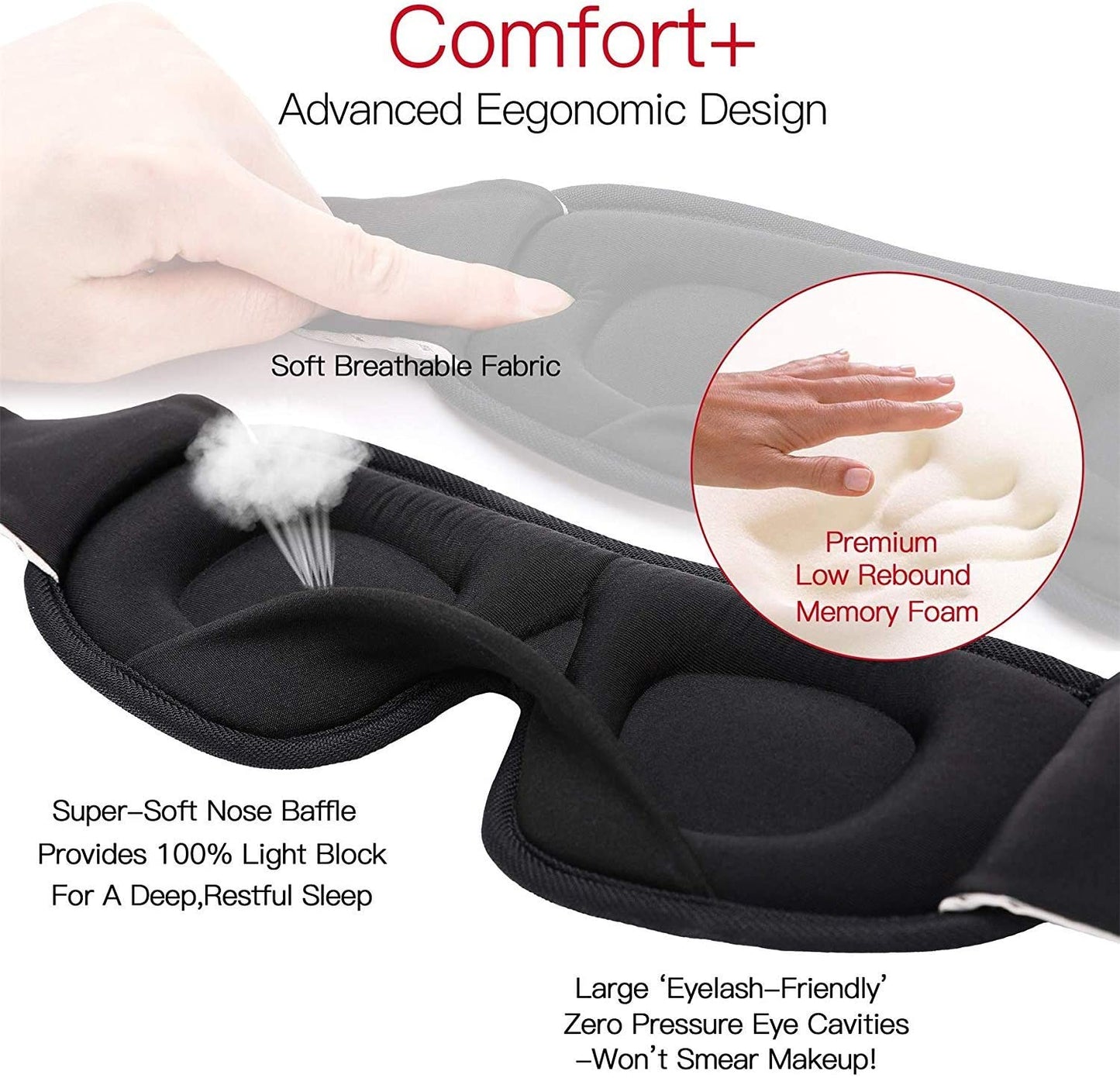 Soft Padded Sleep Eye Mask 3D Mask For Sleep Blockout Blindfold Fabric Cover Shade Eyepatch 4