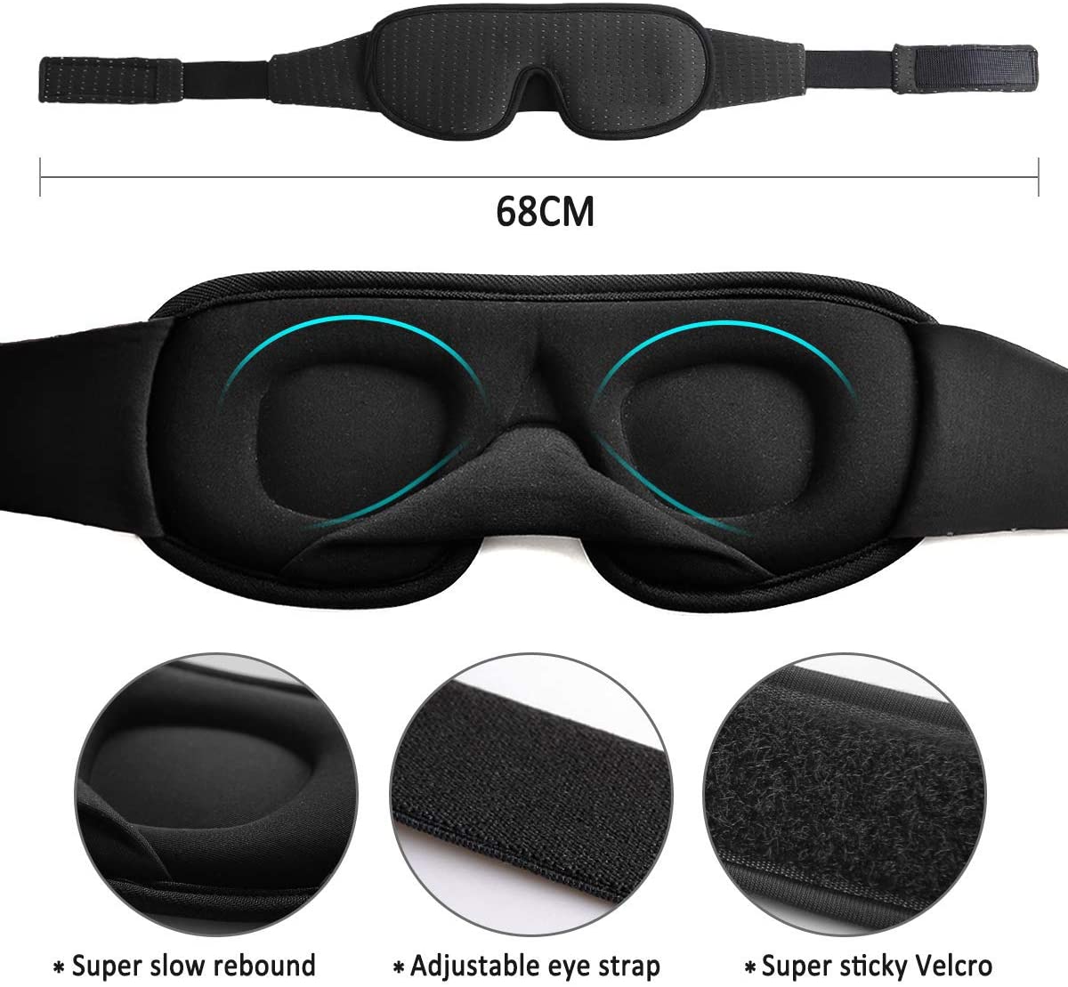 Soft Padded Sleep Eye Mask 3D Mask For Sleep Blockout Blindfold Fabric Cover Shade Eyepatch 5