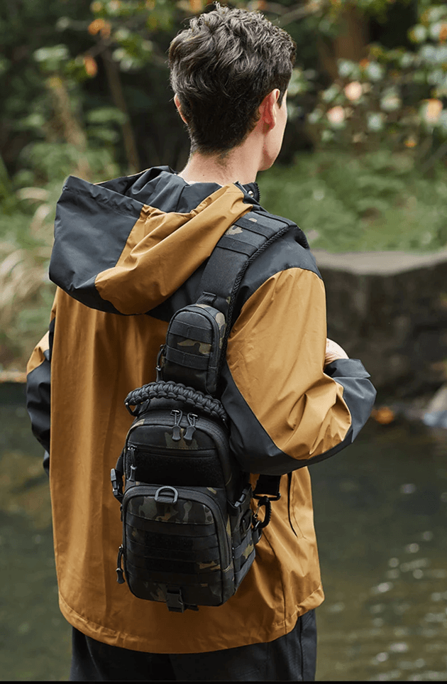 TrekGuard Tactical Chest Sling MOLLE Fanny Pack and Outdoor Shoulder Backpack
