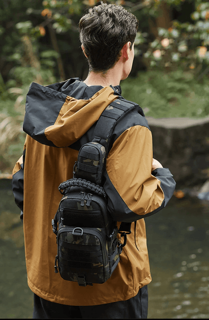 TrekGuard Tactical Chest Sling MOLLE Fanny Pack and Outdoor Shoulder Backpack