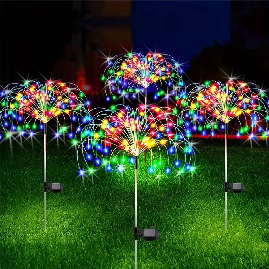 8-Mode Solar Powered Garden Globe Light – Dandelion Fireworks LED Lawn Lamp for Outdoor Landscape and Holiday Decor