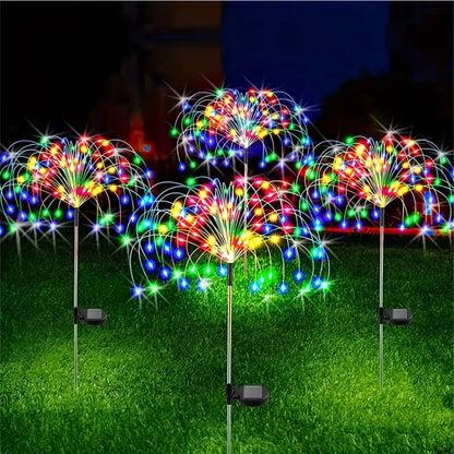 8-Mode Solar Powered Garden Globe Light – Dandelion Fireworks LED Lawn Lamp for Outdoor Landscape and Holiday Decor