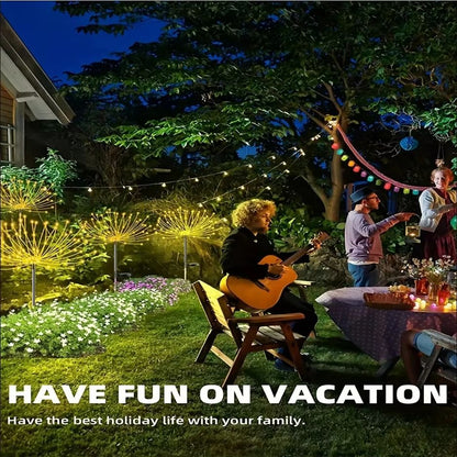 8Mode Solar Powered Garden Globe Light  Dandelion Fireworks LED Lawn Lamp For Outdoor Landscape And 1