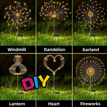 8Mode Solar Powered Garden Globe Light  Dandelion Fireworks LED Lawn Lamp For Outdoor Landscape And 2