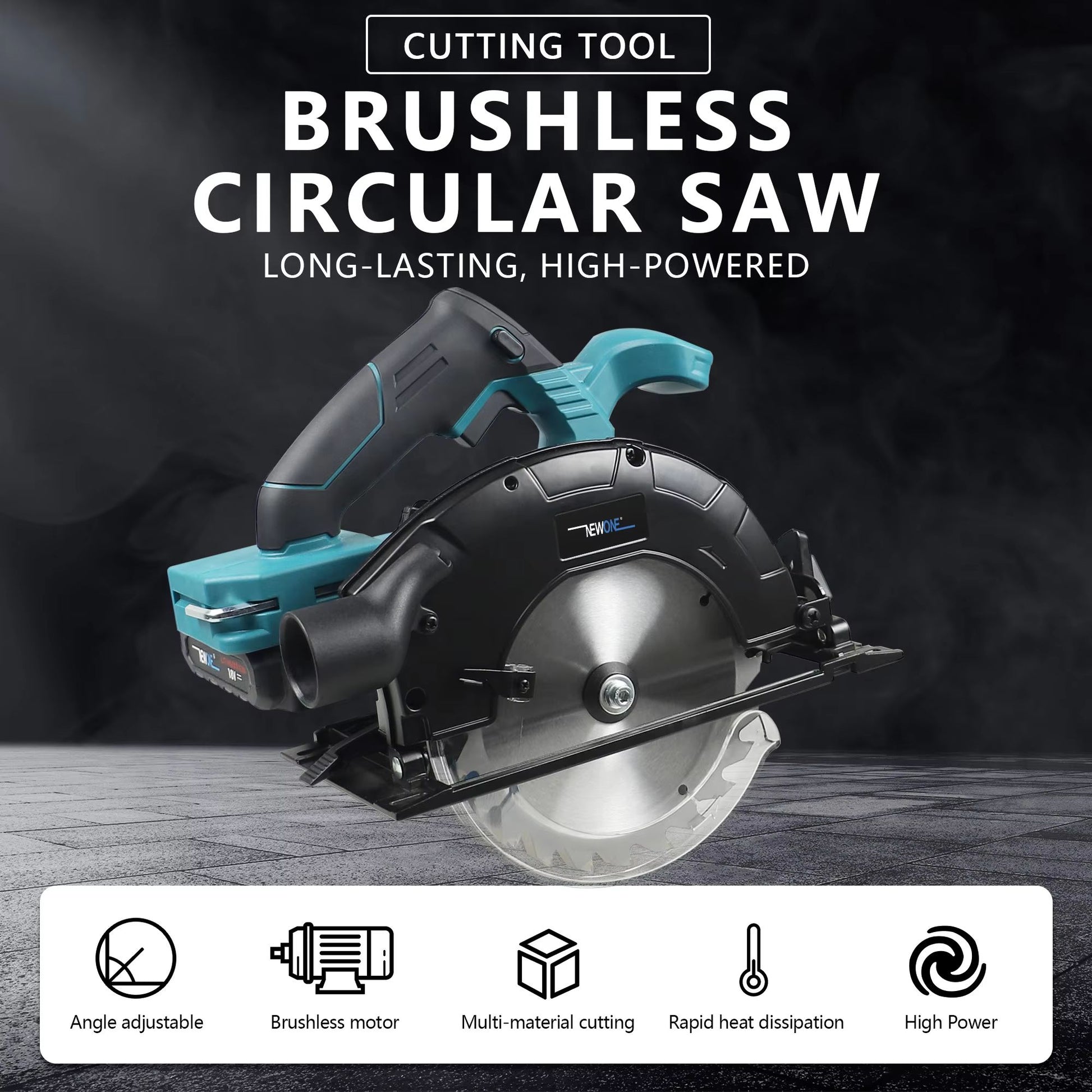 165mm Electric Circular Saw with Brushless Motor, Multi-Angle Cutting, Compatible with Makita 18V Battery – Includes Bat