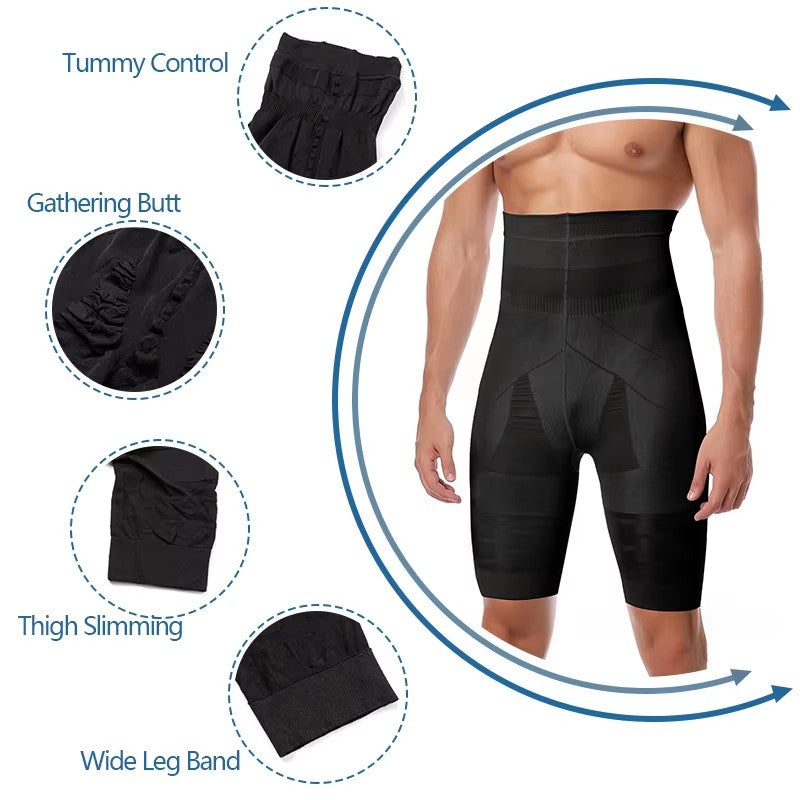 High Waisted Slimming Underwear Men Body Shaper Tummy Control Shorts Shapewear Belly Girdle Boxer B 1