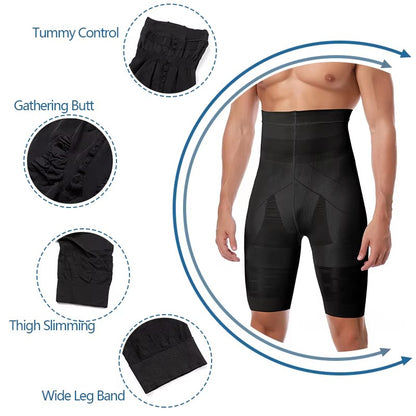 High Waisted Slimming Underwear Men Body Shaper Tummy Control Shorts Shapewear Belly Girdle Boxer B 1
