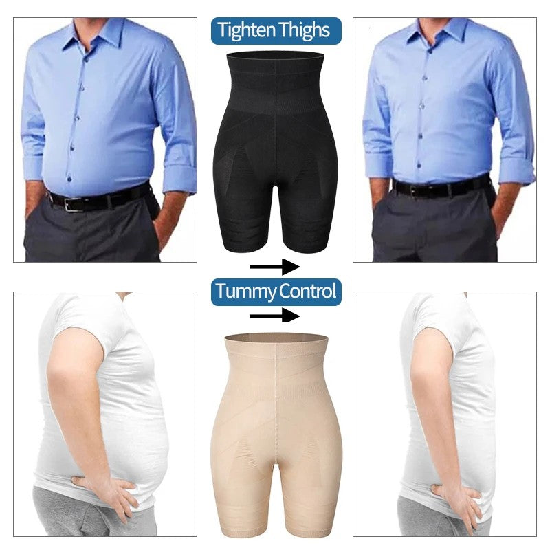 High Waisted Slimming Underwear Men Body Shaper Tummy Control Shorts Shapewear Belly Girdle Boxer B 4