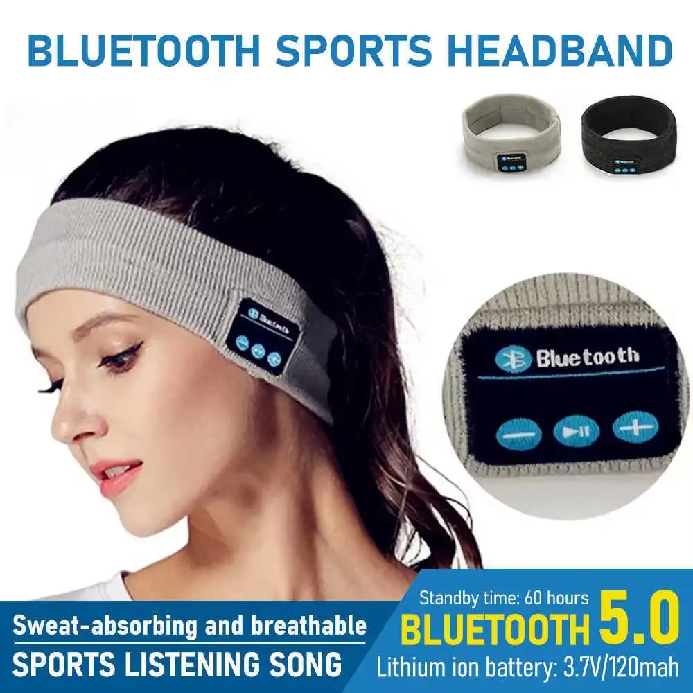 Wireless Bluetooth Headband Earphones – Comfortable Sleeping, Running, and Sports Music Headset with Built-In Mic