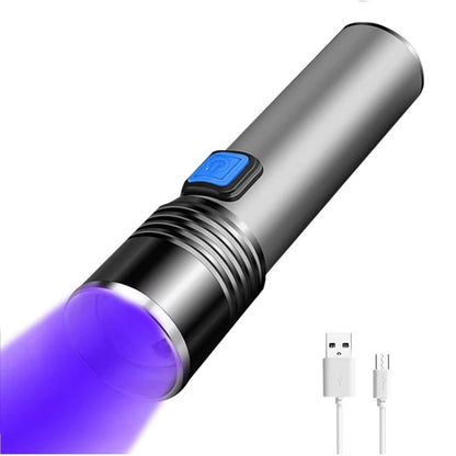 USB Rechargeable 365nm UV Flashlight  Portable Aluminum Ultraviolet Light Torch And Black Light Pet 4