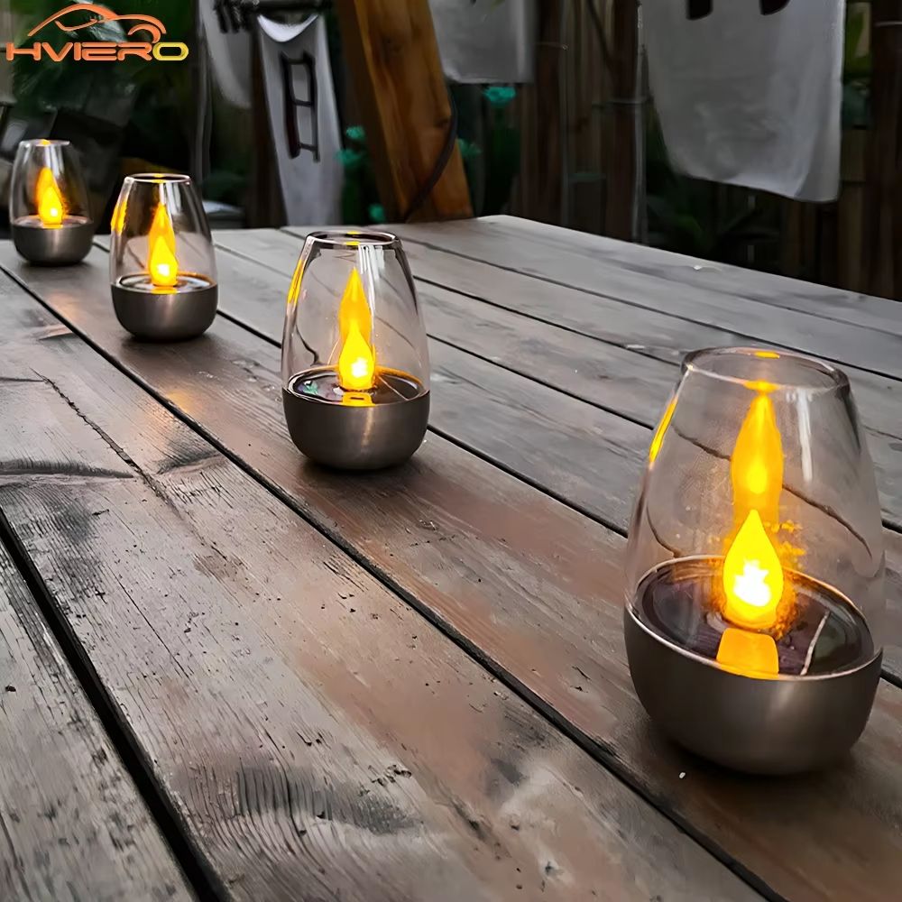 Solar LED Candle Light – Stainless Steel Outdoor Decorative Lantern for Garden, Patio, Courtyard and Halloween Nights