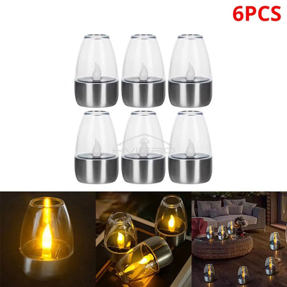 Solar LED Candle Light  Stainless Steel Outdoor Decorative Lantern For Garden Patio Courtyard And H 9