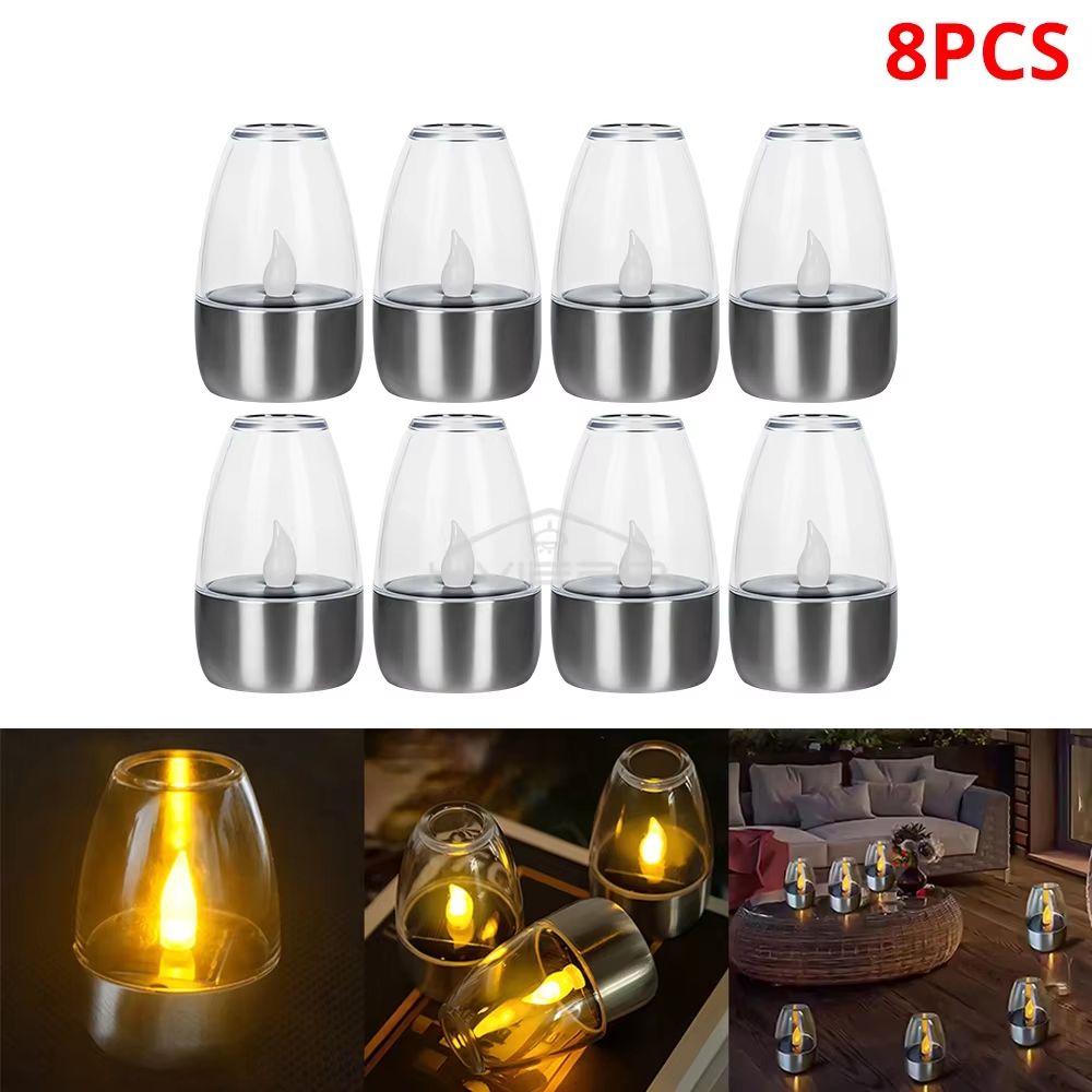 Solar LED Candle Light  Stainless Steel Outdoor Decorative Lantern For Garden Patio Courtyard And H 10