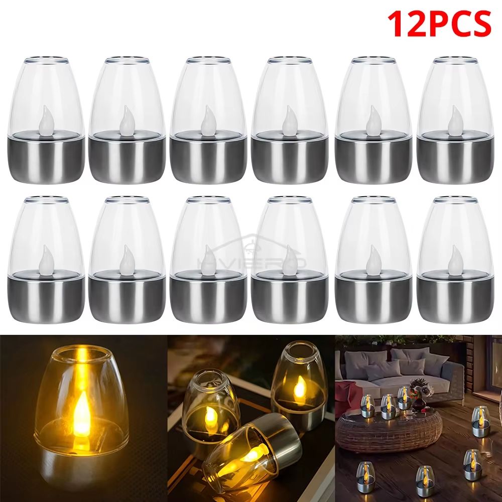 Solar LED Candle Light  Stainless Steel Outdoor Decorative Lantern For Garden Patio Courtyard And H 11