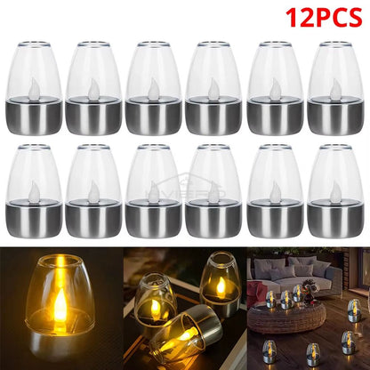 Solar LED Candle Light  Stainless Steel Outdoor Decorative Lantern For Garden Patio Courtyard And H 11