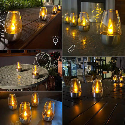 Solar LED Candle Light  Stainless Steel Outdoor Decorative Lantern For Garden Patio Courtyard And H 3