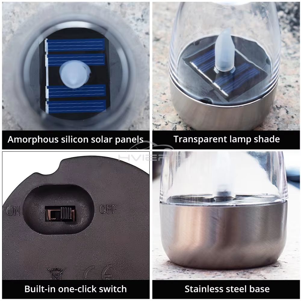Solar LED Candle Light  Stainless Steel Outdoor Decorative Lantern For Garden Patio Courtyard And H 4