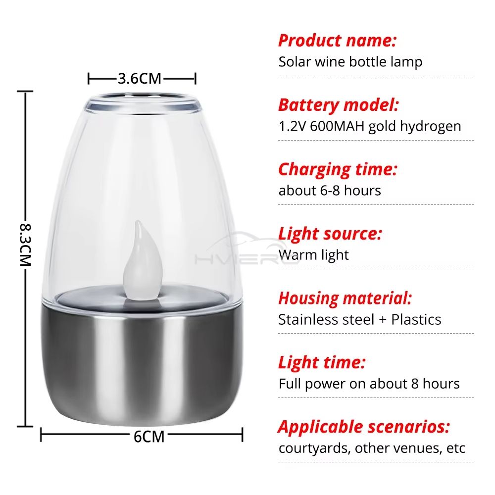 Solar LED Candle Light  Stainless Steel Outdoor Decorative Lantern For Garden Patio Courtyard And H 5