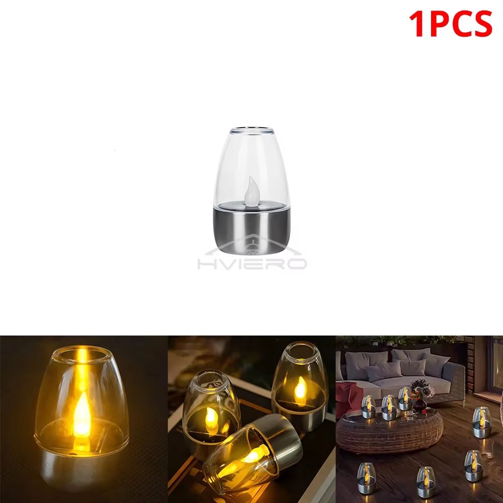 Solar LED Candle Light  Stainless Steel Outdoor Decorative Lantern For Garden Patio Courtyard And H 6