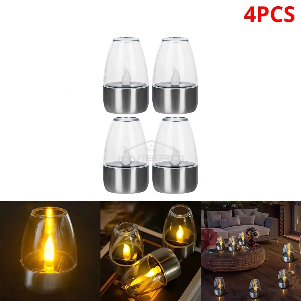 Solar LED Candle Light  Stainless Steel Outdoor Decorative Lantern For Garden Patio Courtyard And H 8