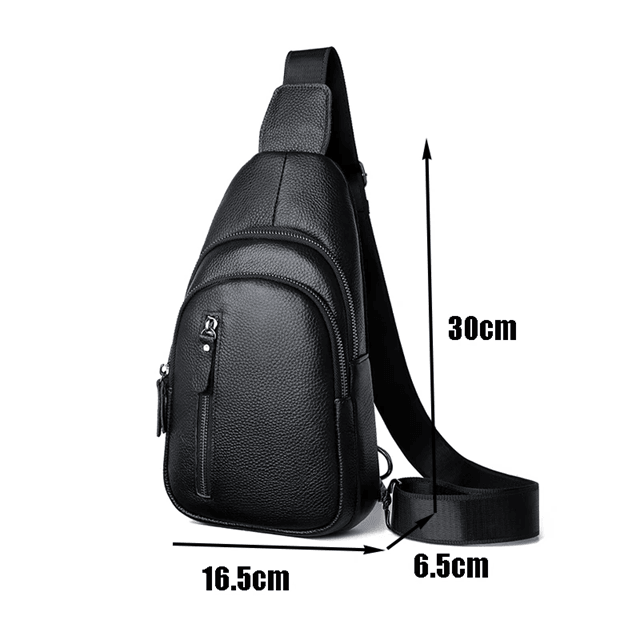 Genuine Leather Mens Chest Bag Shoulder Crossbody Messenger 2