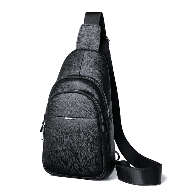Genuine Leather Mens Chest Bag Shoulder Crossbody Messenger 3
