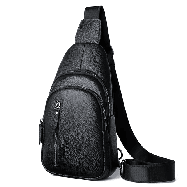 Genuine Leather Mens Chest Bag Shoulder Crossbody Messenger 4
