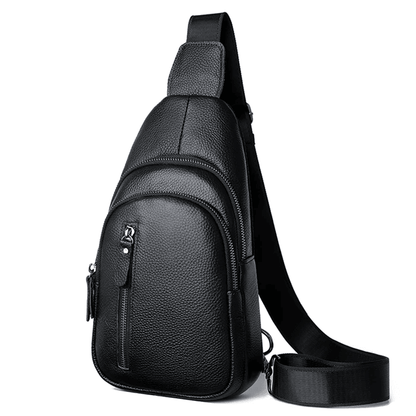 Genuine Leather Mens Chest Bag Shoulder Crossbody Messenger 4