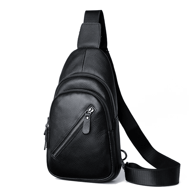 Genuine Leather Mens Chest Bag Shoulder Crossbody Messenger 5