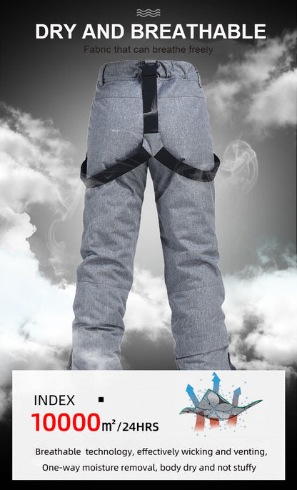 High Quality Skiing Pants Men Women Waterproof Windproof Snowboard Trousers Thick Warm Winter Suspe 3