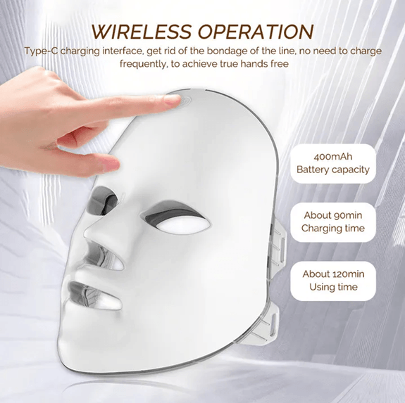 Wireless LED Face Mask With 7 Color Photon Therapy For Skin Rejuvenation 2