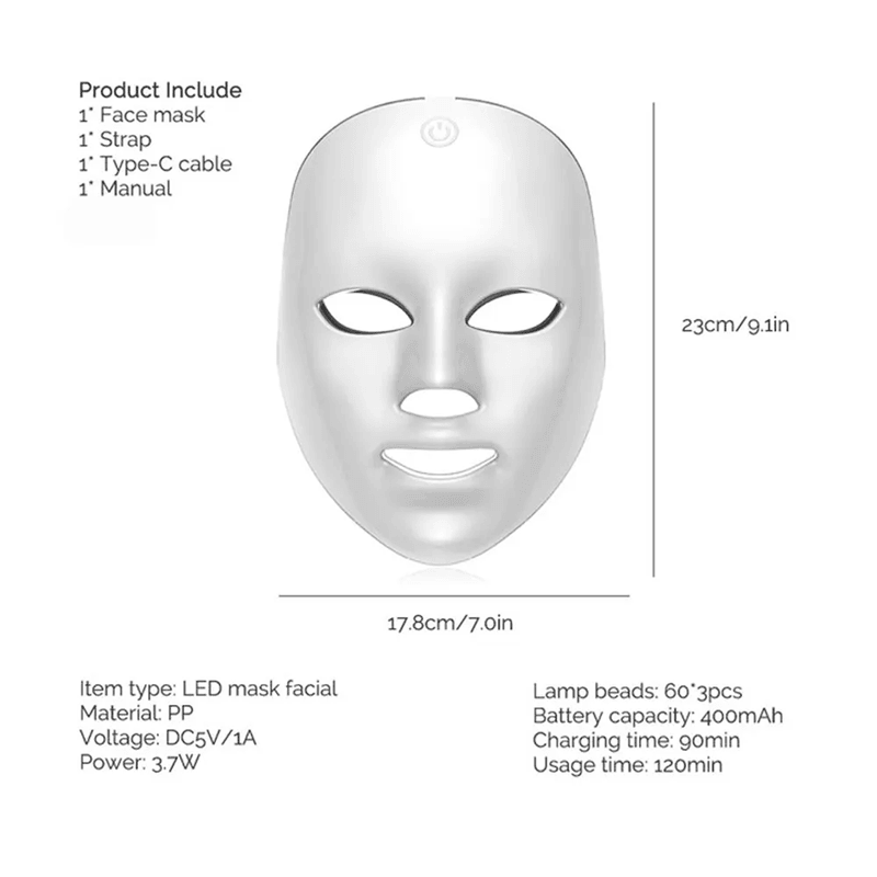 Wireless LED Face Mask With 7 Color Photon Therapy For Skin Rejuvenation 4