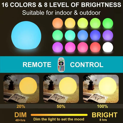 Rechargeable LED Glowing Ball Light  Color Changing RGB Night Light With Remote For Garden Party An 2