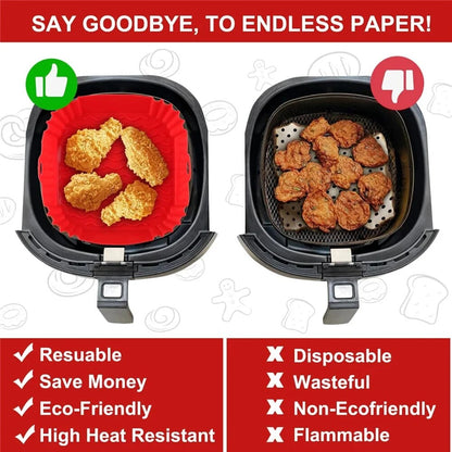 Reusable Silicone Air Fryer Pan Liner,Universal Baking Tray & Pizza Basket Accessory for Oil Free Fried Chicken & Snacks