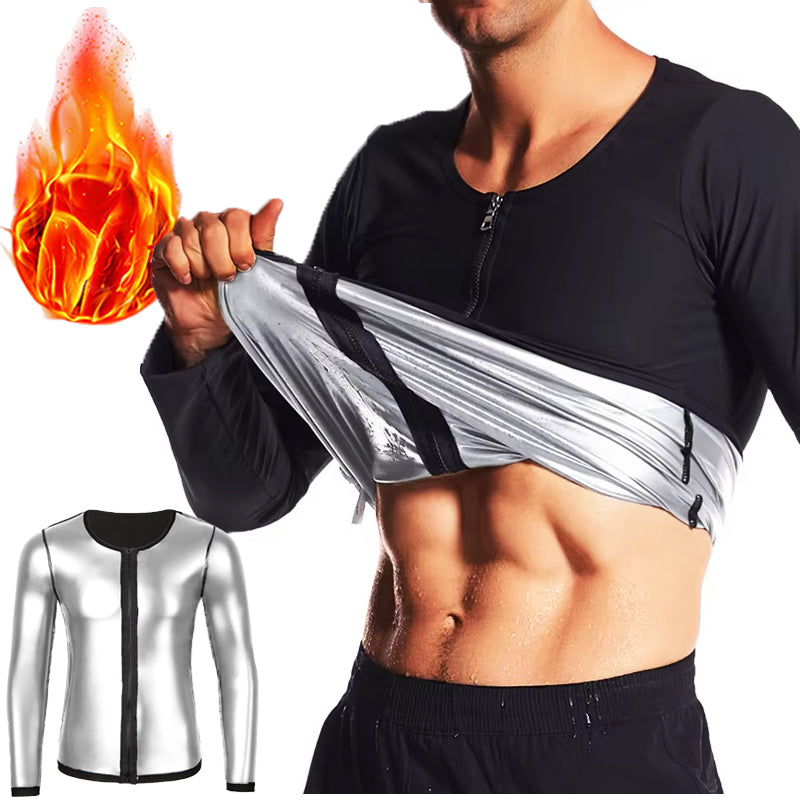 Gym Exercise Versatile Shaper Waist Trainer, Men's Sauna Suit Shirt, Heat Trapping Sweat Compression Shirt, Shapewear
