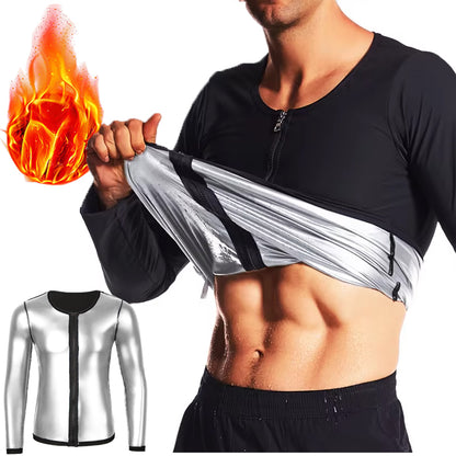 Gym Exercise Versatile Shaper Waist Trainer, Men's Sauna Suit Shirt, Heat Trapping Sweat Compression Shirt, Shapewear