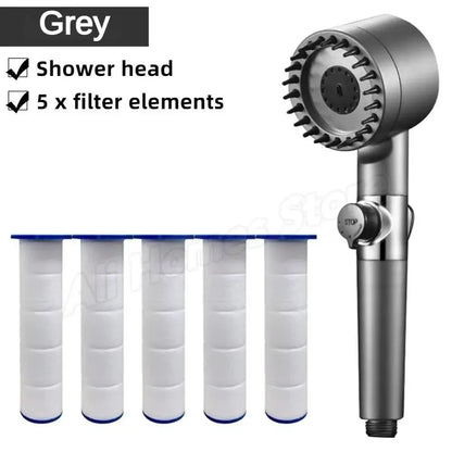 High Pressure 3 Mode Shower Head  Water Saving Handheld SPA Massage With Anion Filter 11