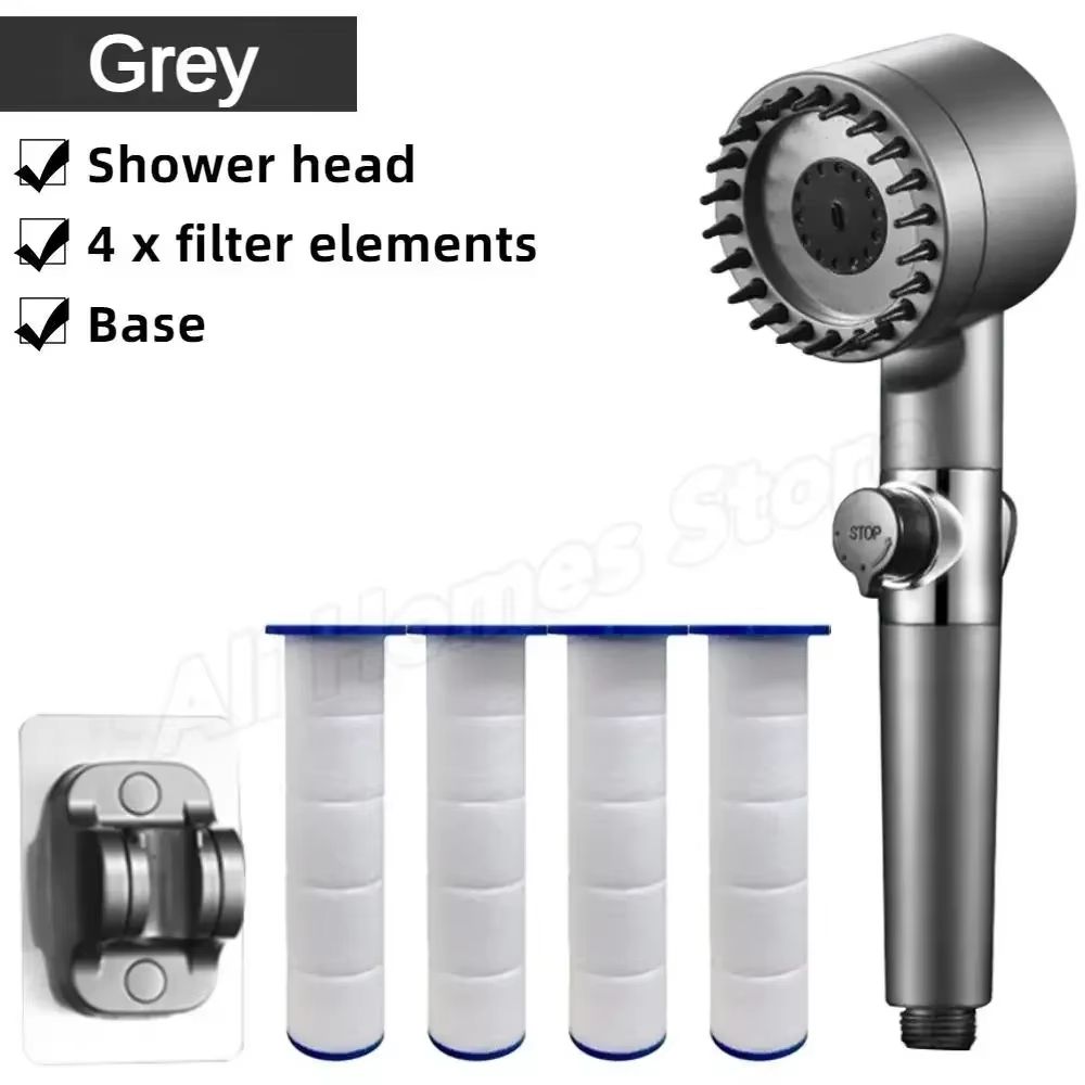 High Pressure 3 Mode Shower Head  Water Saving Handheld SPA Massage With Anion Filter 12