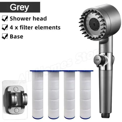 High Pressure 3 Mode Shower Head  Water Saving Handheld SPA Massage With Anion Filter 12