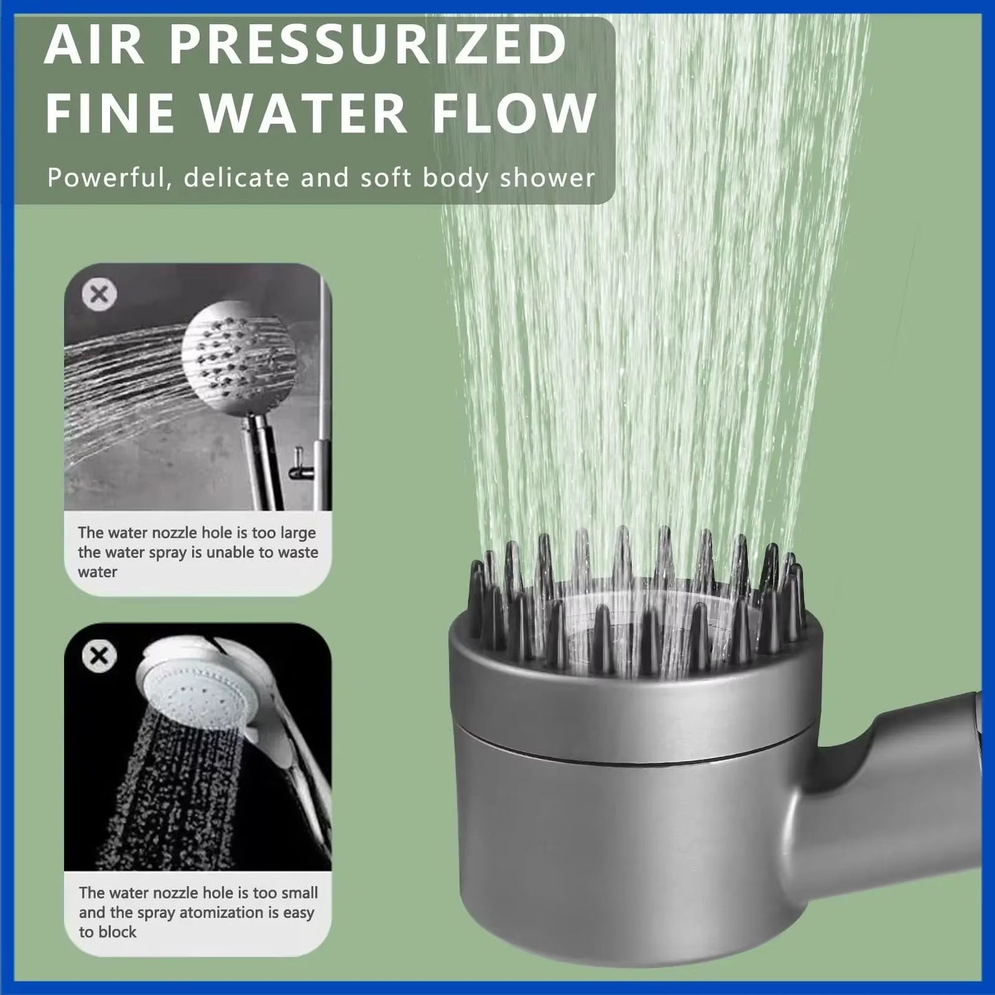 High Pressure 3 Mode Shower Head  Water Saving Handheld SPA Massage With Anion Filter 2