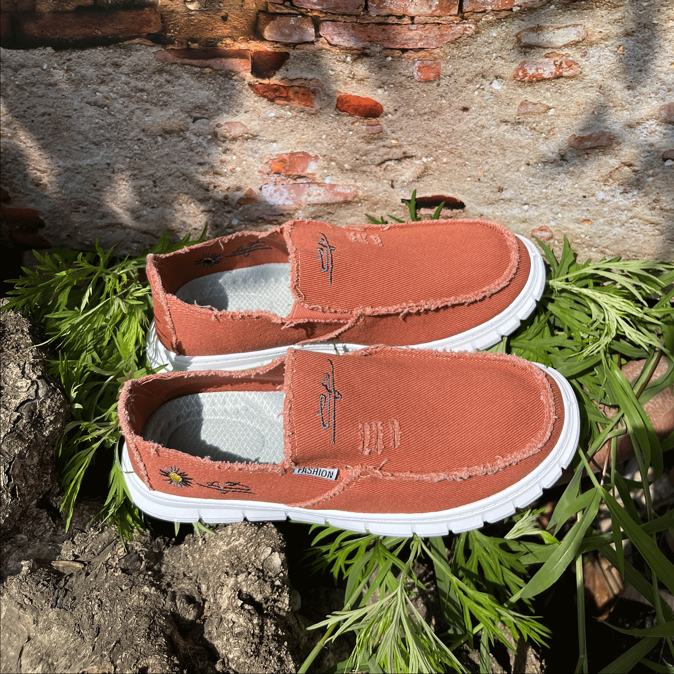 Casual Sneaker Womens Shoes Daisy Embroidery Denim Summer Stylish Footwear Cheap Shoes Clearance Li
