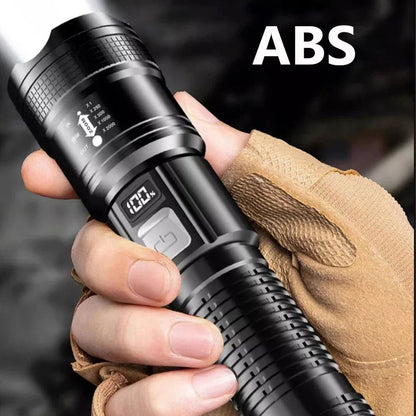 High Power LED Flashlight USB Rechargeable With Display Zoom Lantern 5