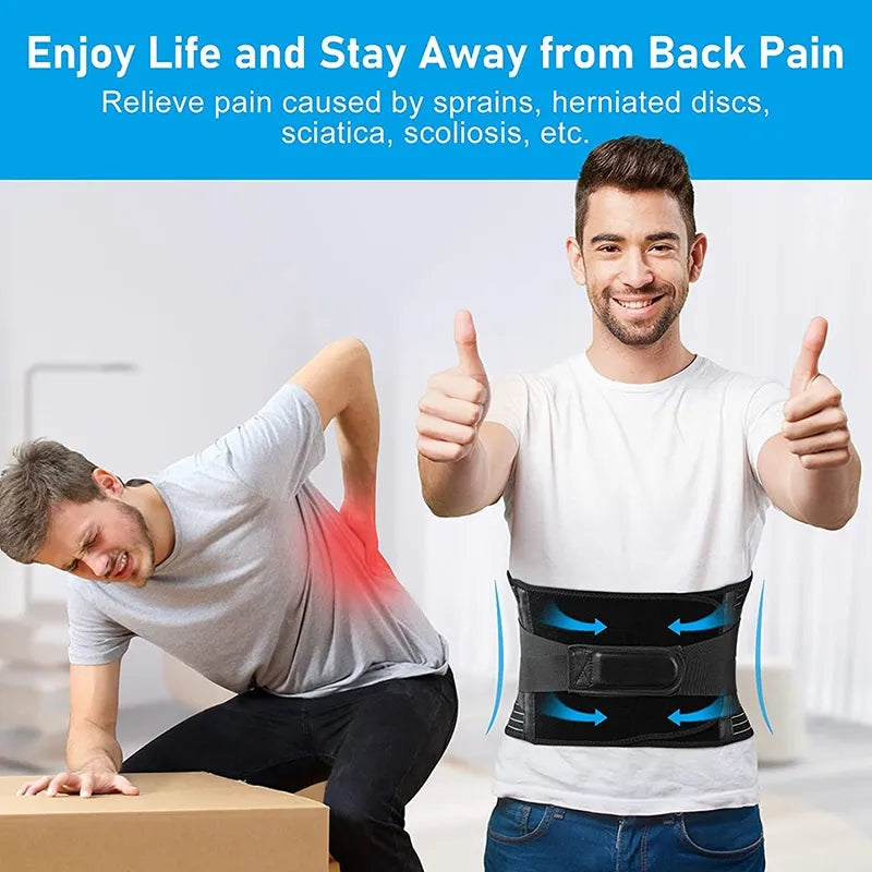 Back Pain Relief Lumbar Support Belt, Adjustable Double Pull, Spine Decompression, Orthopedic Waist Corset, Abdomen