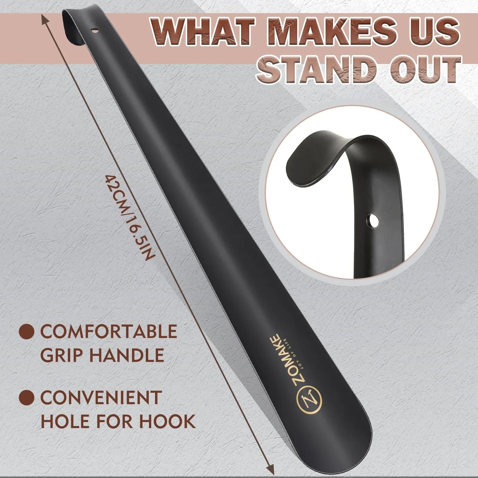 Long Handled Metal Shoe Horn For Easy Shoe Wearing 1