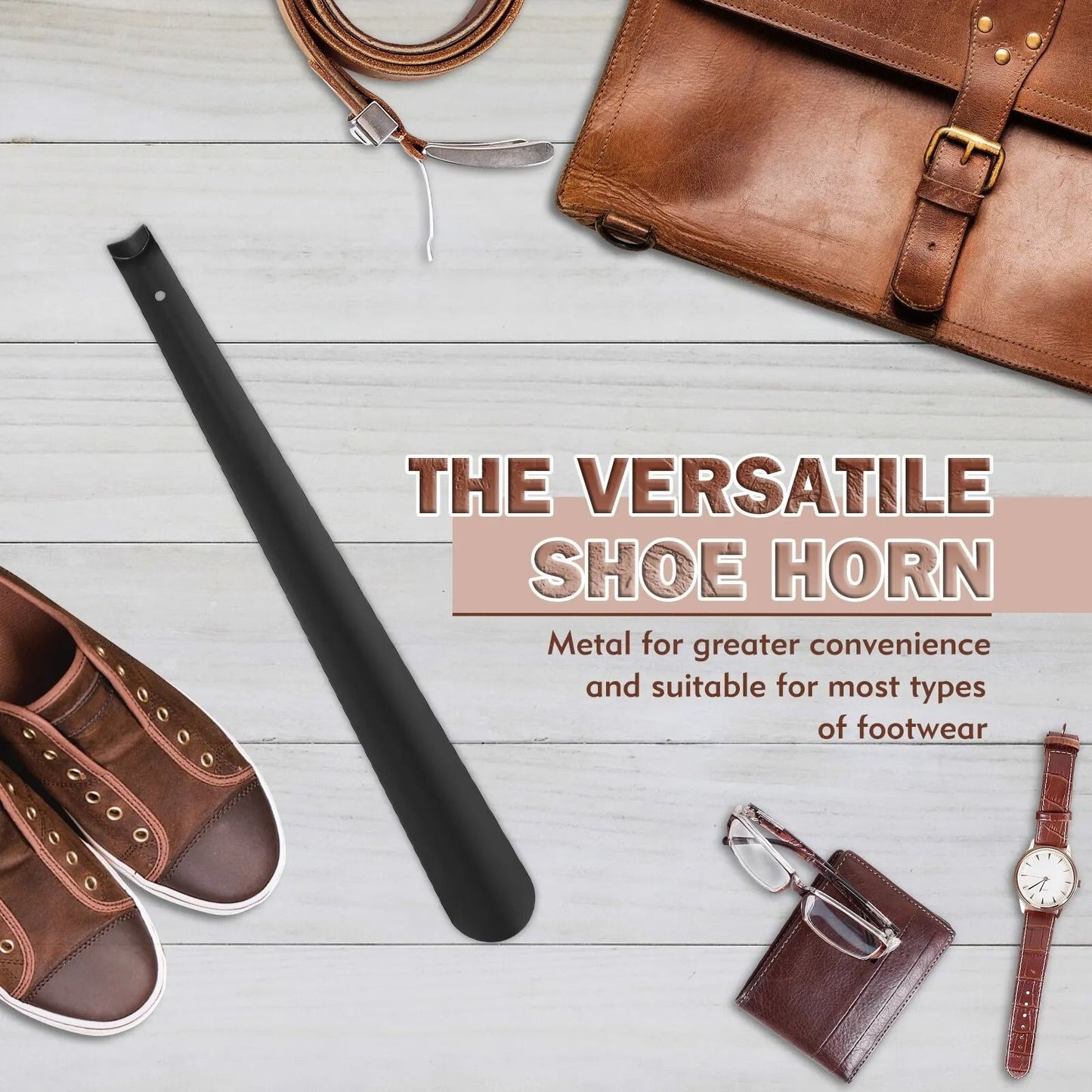 Long Handled Metal Shoe Horn For Easy Shoe Wearing 3