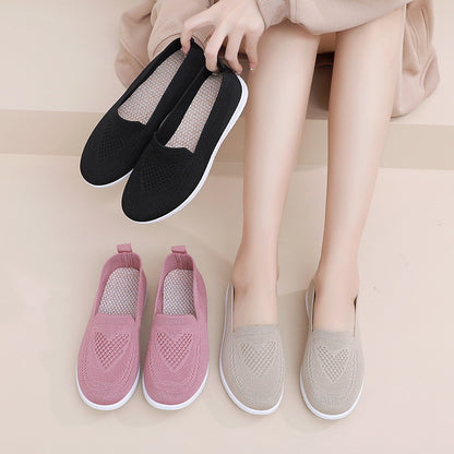 Spring Summer Womens Shoes, Casual Breathable Chunky Sole Flat Sneakers, Lightweight Walking Shoes, Cheap Shoes