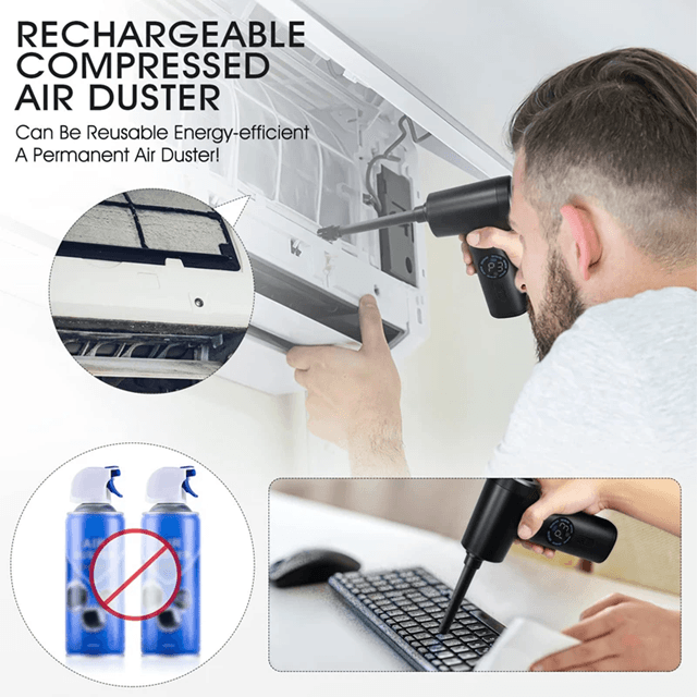 Portable Compressed Air Duster And Vacuum Cleaner Cordless For Computer And Keyboard 1